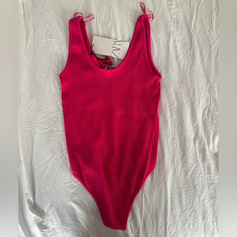Zara Fuchsia Ribbed Bodysuit
